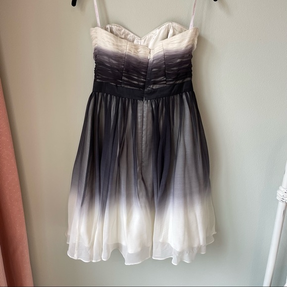 NWT Betsey Johnson Strapless Black and White Silk Ombré Dress Size 6 - Picture 7 of 10